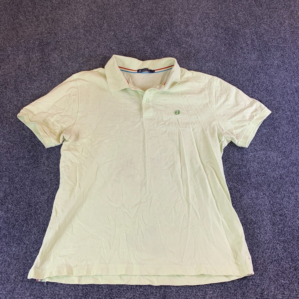 Hang Ten Polo Shirt Mens Large Yellow Good Short Sleeve Cotton Logo Casual